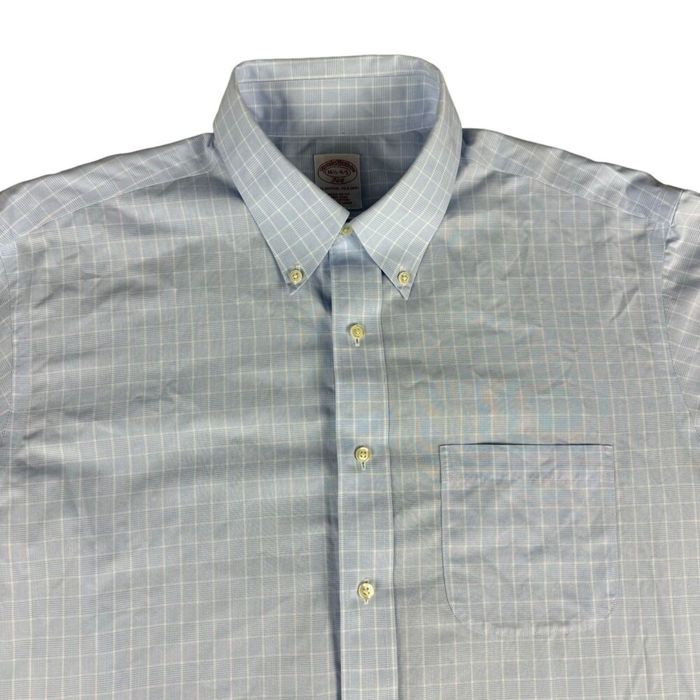 Brooks Brothers Dress Shirt Mens 16.5 - 4/5 Blue Long Sleeve Button Down Top 346